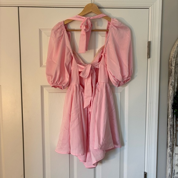 Petal & Pup Billie Satin Romper Pink Girly Feminine Flowy Frilly 2 Puff Sleeve - Picture 9 of 14
